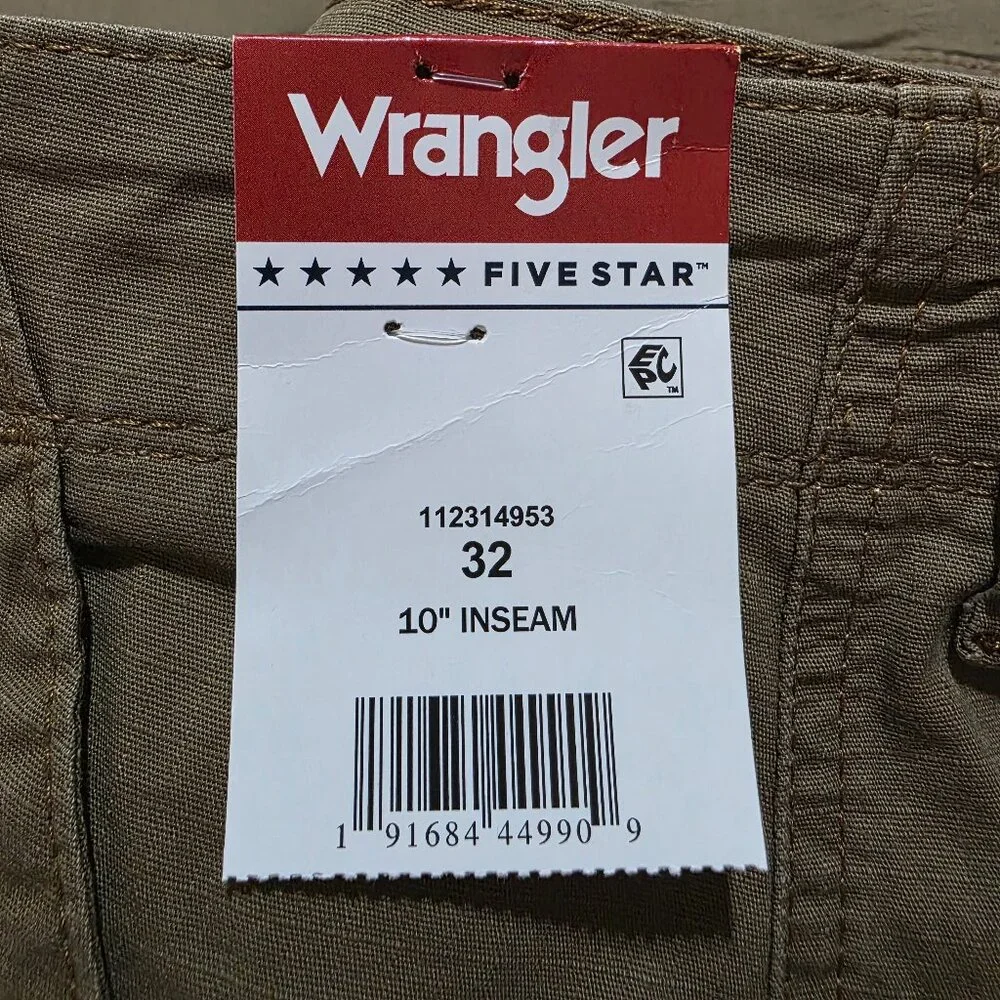Wrangler Ripstop Cargo Stretch Shorts Tech Relaxed Fit Men's Sizes 32-48 Brown